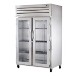 True STR2R-2G-HC - Refrigerator, two-section, (2) glass doors, stainless steel front & sides